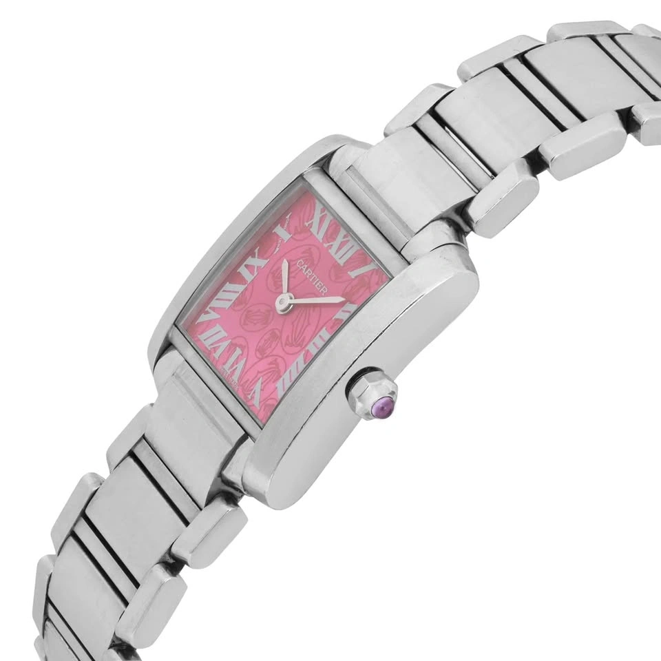 Cartier Tank Francaise Steel Raspberry Dial Quartz Ladies Watch - photo 3