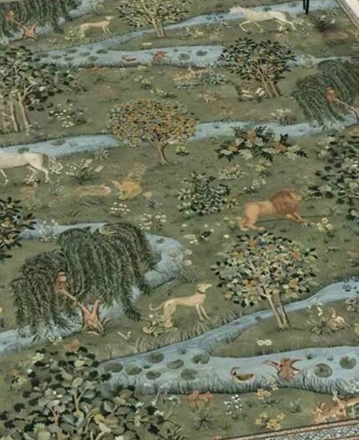 Green Velvet Area Rug - Garden/Baroque Design (140x200 cm) - photo 2