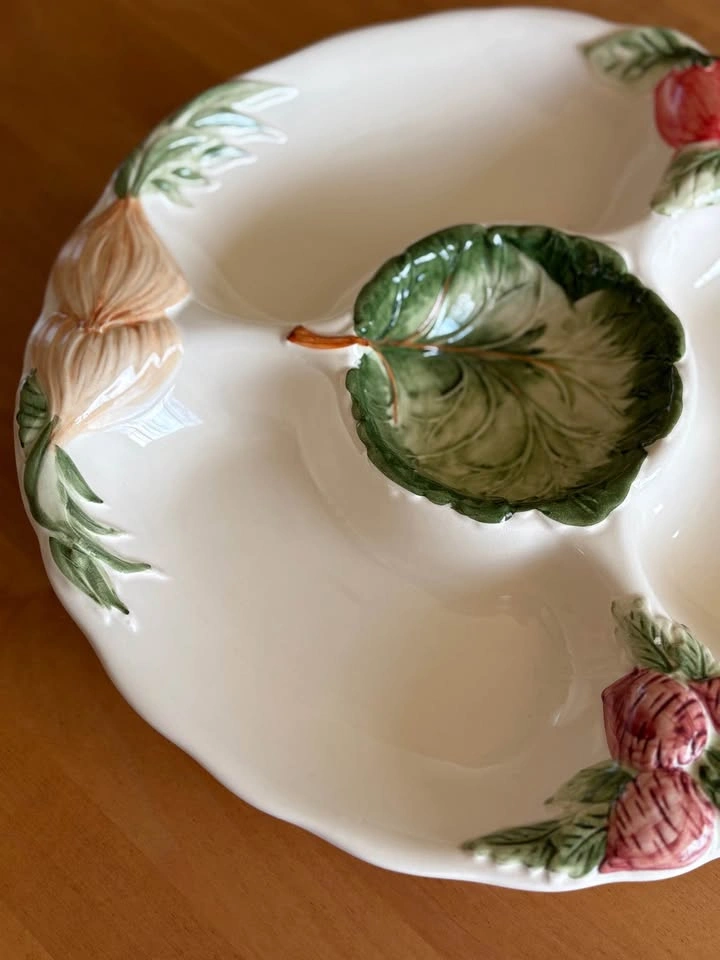 Vintage Portuguese Majolica Divided Vegetable Tray - photo 3