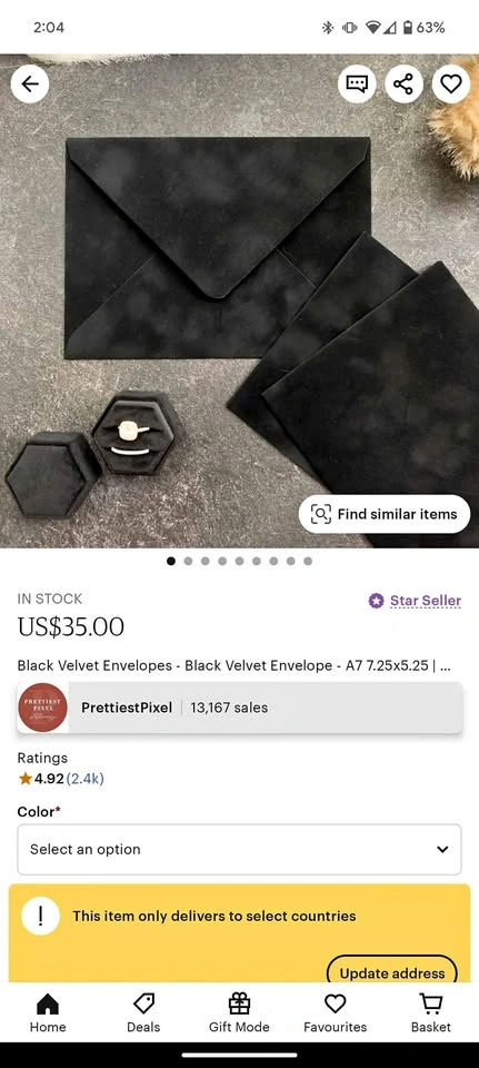 20 Black Velvet Envelopes