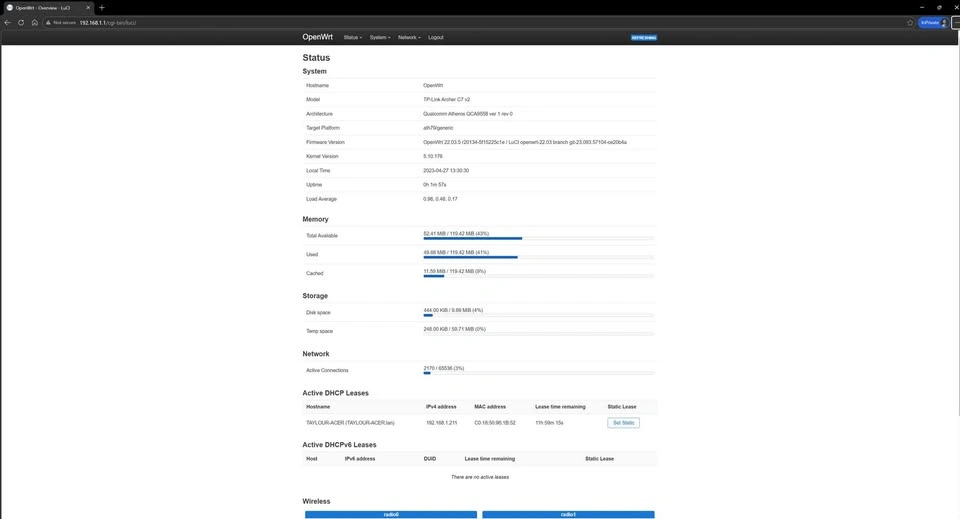 TP-Link Archer C7 v2 w/ OpenWrt/LuCI custom firmware - photo 4