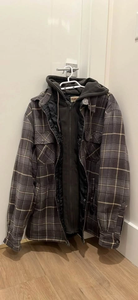 Vintage Baggy Grunge Plaid Flannel Hoodie Jacket - photo 2