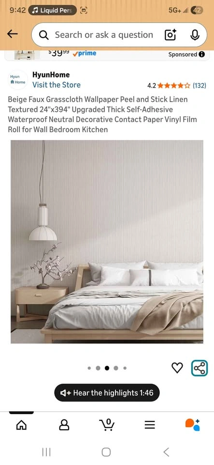Beige Faux Grasscloth Wallpaper Peel and Stick Linen Textured - photo 2