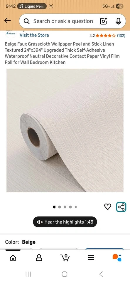 Beige Faux Grasscloth Wallpaper Peel and Stick Linen Textured - photo 3
