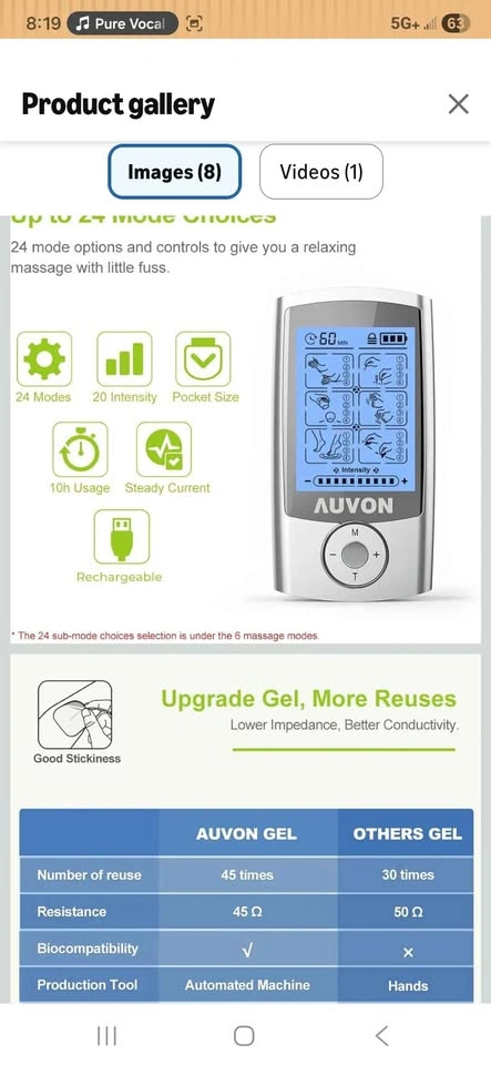 AUVON Rechargeable TENS Unit Muscle Stimulator, 24 Modes - photo 3