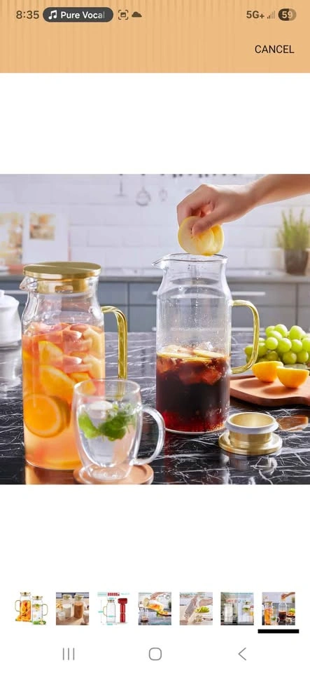Bivvclaz 2 Pack 2 Liter Glass Pitcher with Lid - photo 2