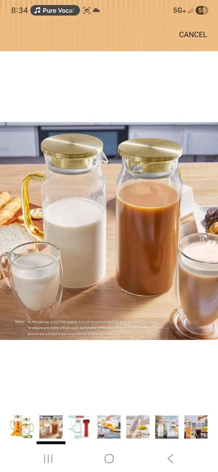 Bivvclaz 2 Pack 2 Liter Glass Pitcher with Lid - photo 4