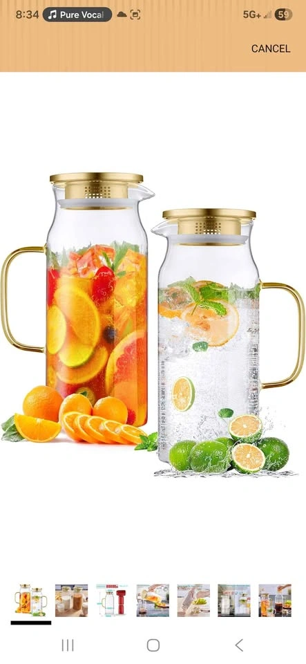 Bivvclaz 2 Pack 2 Liter Glass Pitcher with Lid - photo 5