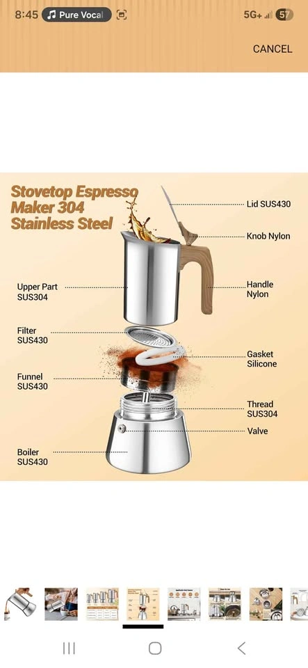 4 Cup Moka Pot Espresso Coffee Maker - photo 2