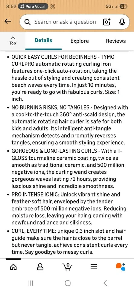 TYMO Automatic Rotating Curling Iron - TYMO CURLPRO Beach Waves - photo 3