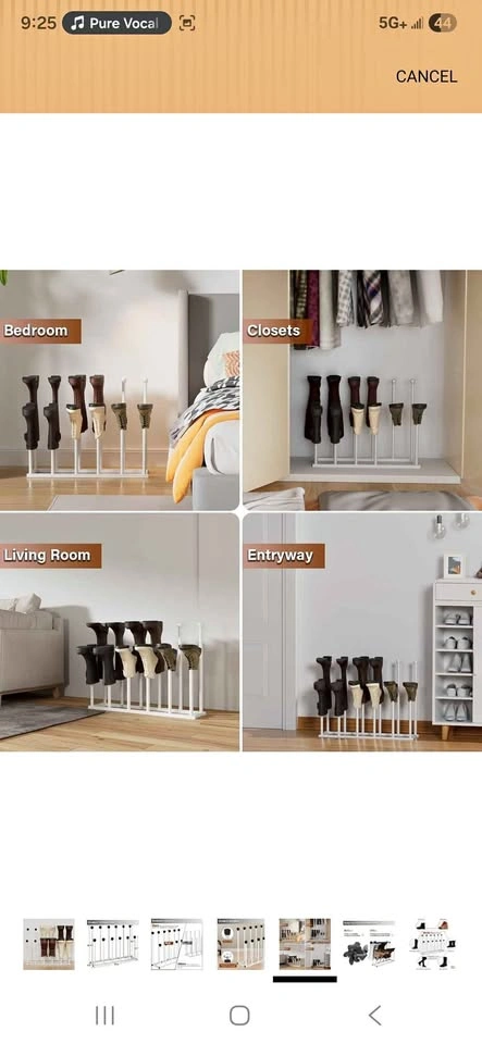 Free Standing Shoe Rack - Tall Black Metal