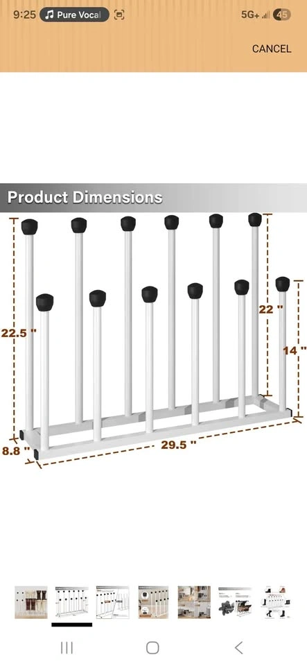 Free Standing Shoe Rack - Tall Black Metal - photo 4