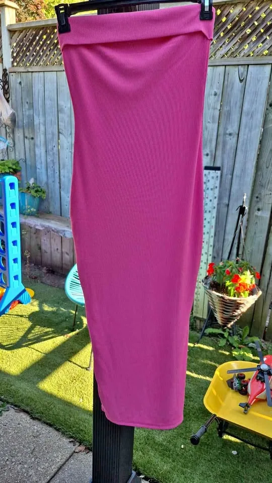Long Crop Top Style Dress, Pink, XS thumbnail