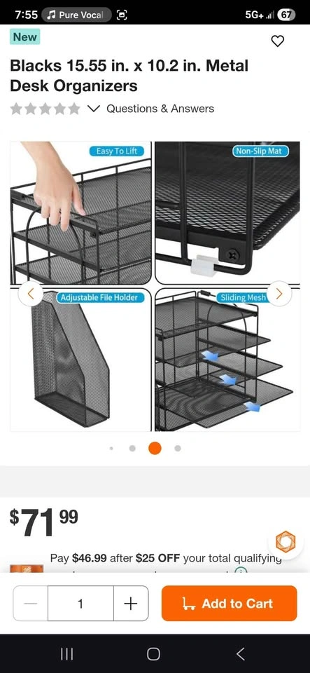 Blacks 15.55 in. x 10.2 in. Metal Desk Organizers - photo 2