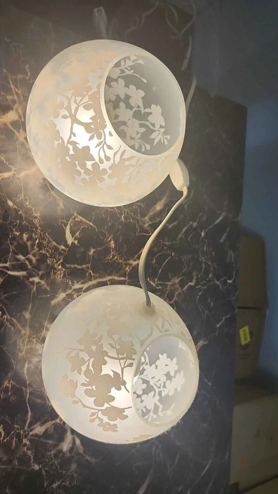 2 Frosted Floral Globe Lamps - photo 3