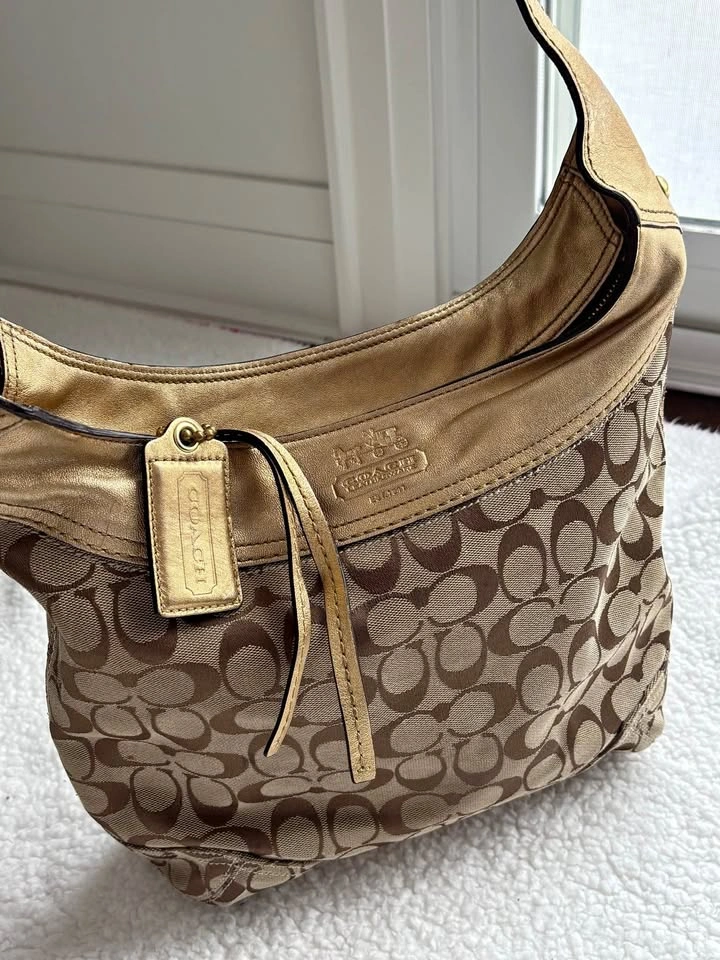 Coach Vintage Y2K Gold Bleeker Signature Hobo Bag