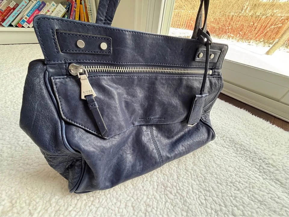 Aimee Kestenberg Navy Leather Handbag & Wallet Set - photo 2