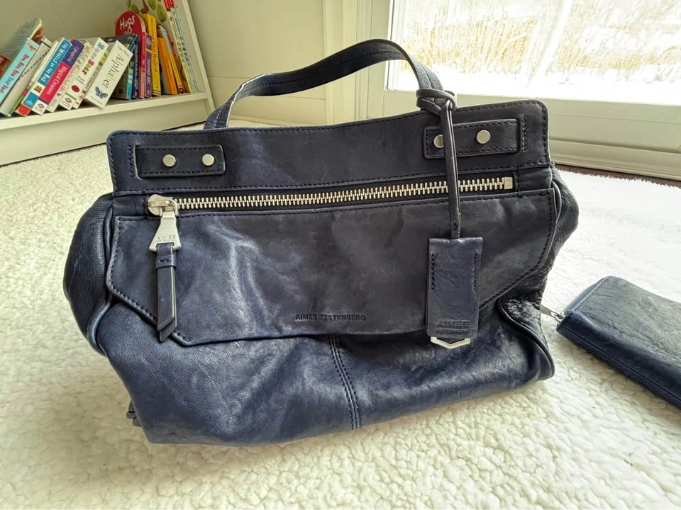 Aimee Kestenberg Navy Leather Handbag & Wallet Set - photo 5