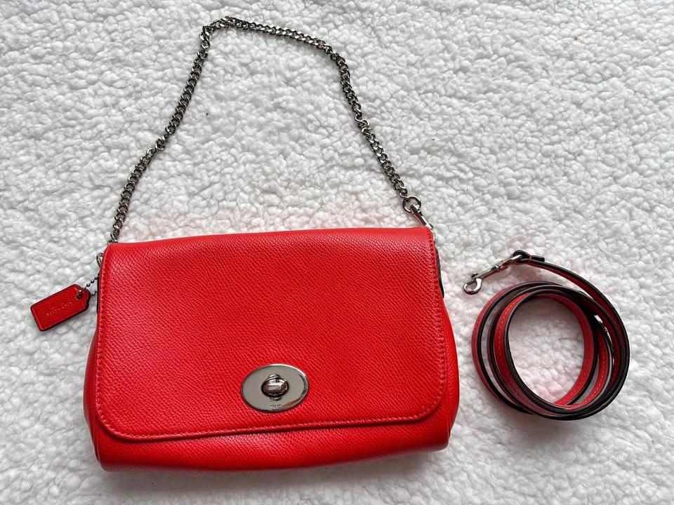 Coach Cardinal Red Mini Ruby Crossbody Bag w/ Chain Strap