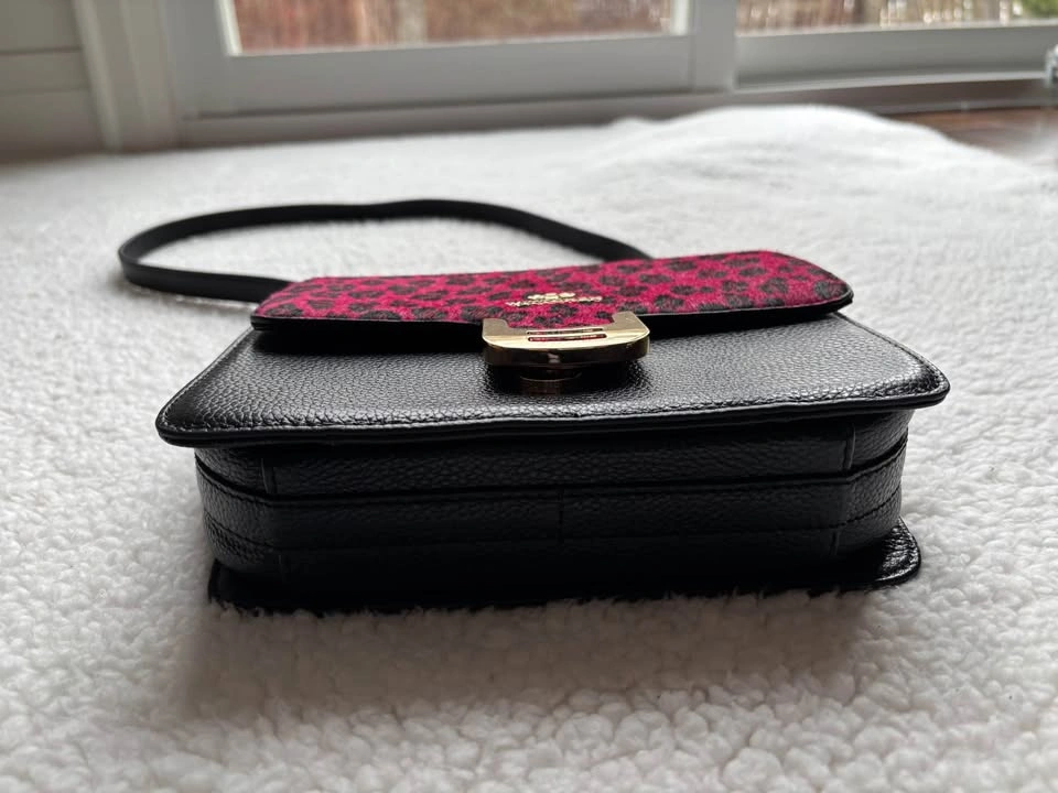 Designer Wittchen Black Genuine Leather Bag w/ Pink Leopard Prin - photo 3