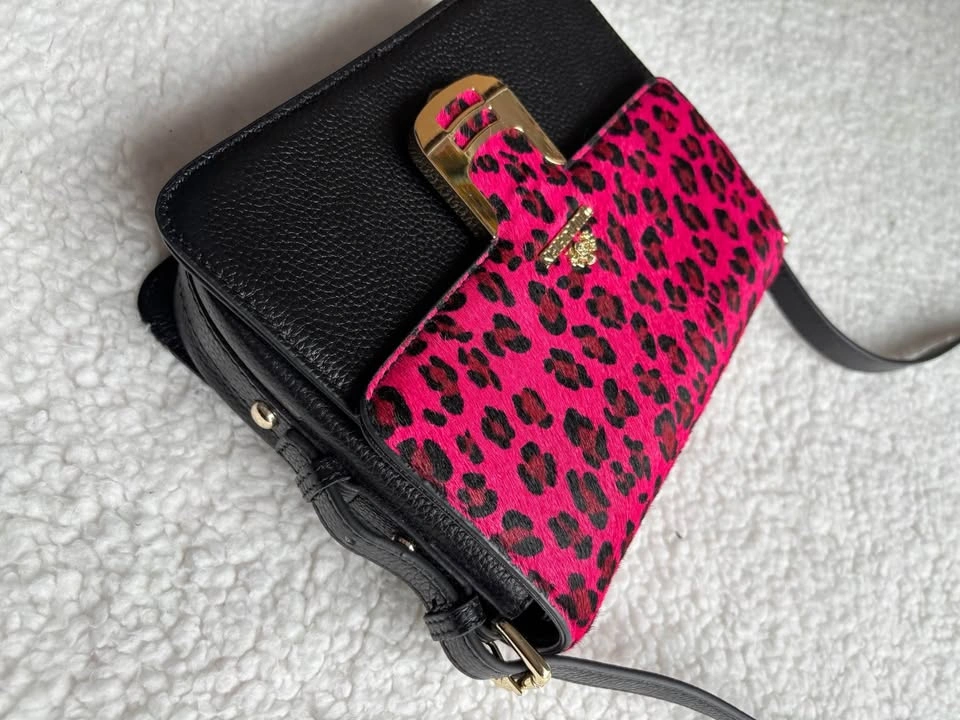 Designer Wittchen Black Genuine Leather Bag w/ Pink Leopard Prin - photo 4