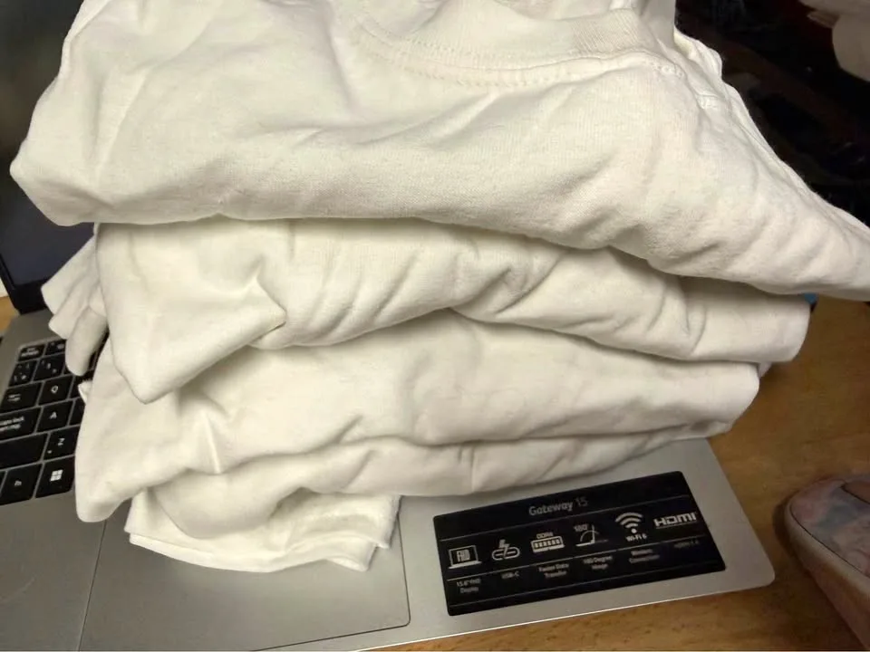 Gildan Ladies Long Sleeve White Shirts - Lot of 9 (L/XL)