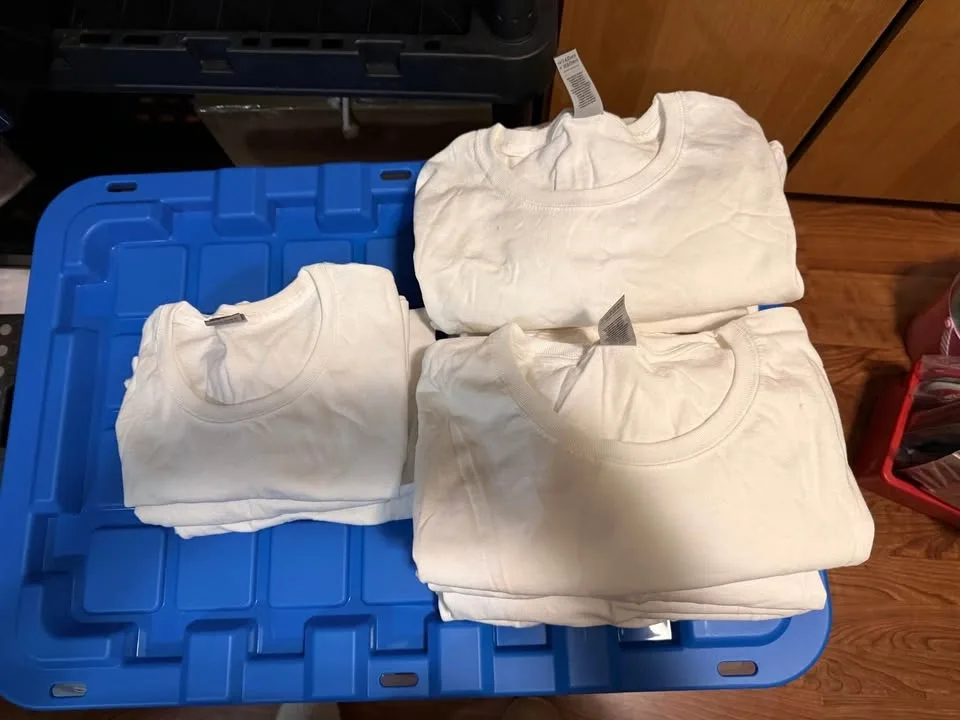 Gildan Ladies Long Sleeve White Shirts - Lot of 9 (L/XL) - photo 2