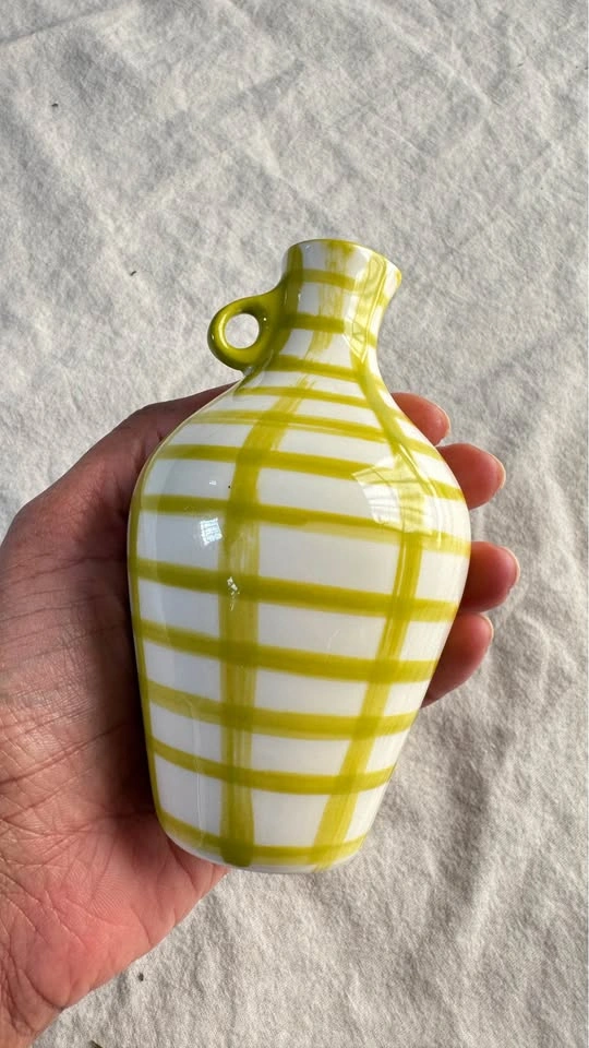 Anthropologie Handpainted Lime Milos mini Vase | Minimalist Deco - photo 4