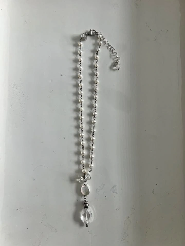 Pearl & Crystal Drop Necklace