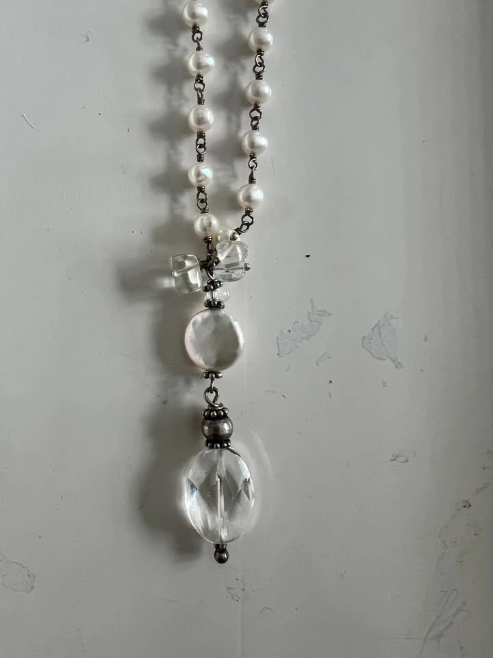 Pearl & Crystal Drop Necklace - photo 2
