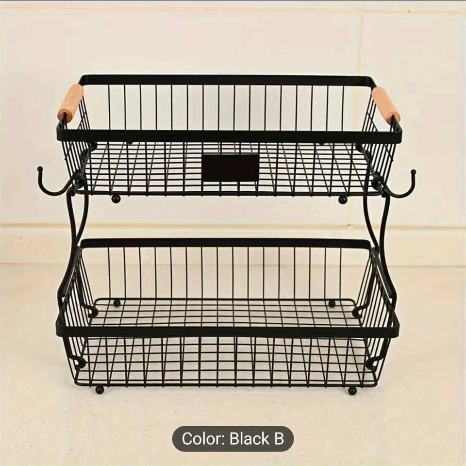 2-Tier Metal Fruit Basket w/ Banana Hooks - photo 2