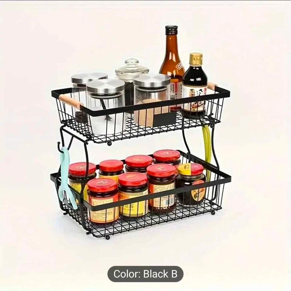 2-Tier Metal Fruit Basket w/ Banana Hooks - photo 4