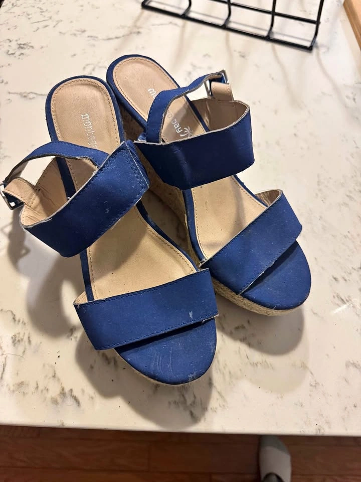 Blue Wedge Sandals (7.5)