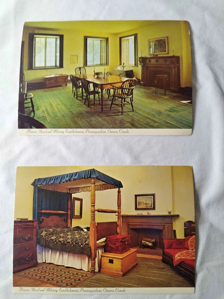 2 Vintage Postcards: Historic Naval Military Establishments, Pen