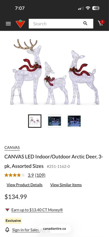 CANVAS LED Arctic Deer - 3pk Outdoor Christmas Decor - photo 2