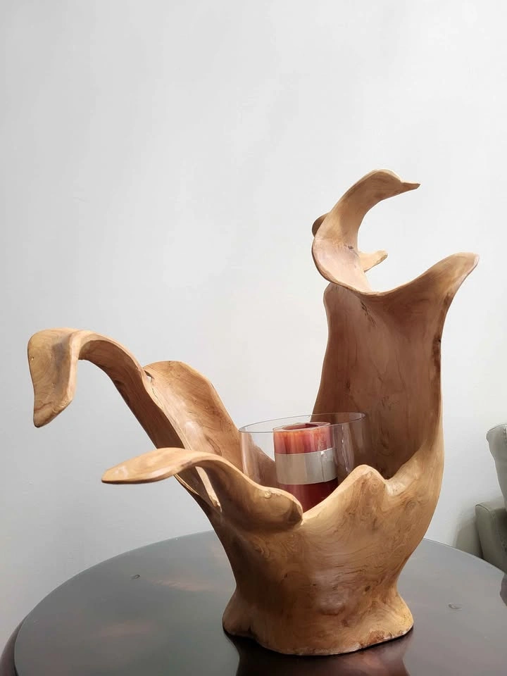 Large Organic Root Carving Sculpture Bowl - Burlwood - photo 3
