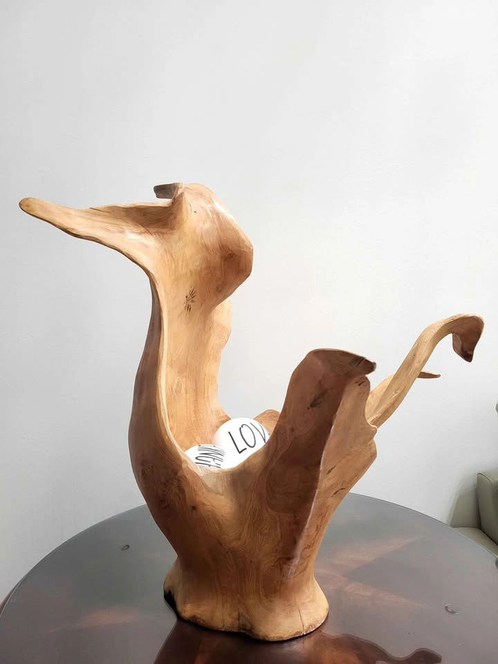 Large Organic Root Carving Sculpture Bowl - Burlwood - photo 5