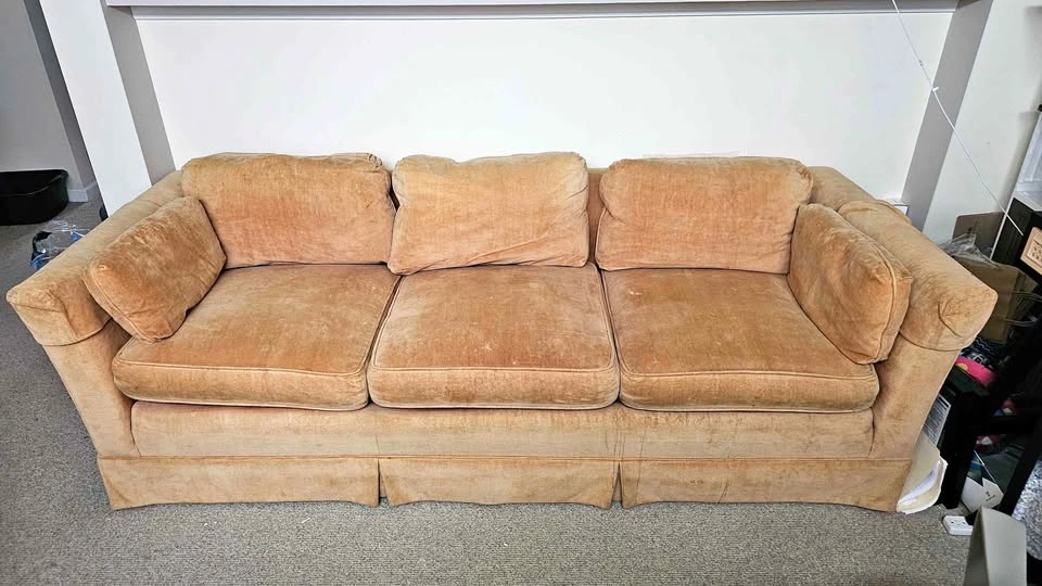 Vintage Amber Microfiber Sofa – 82” – Moving Sale