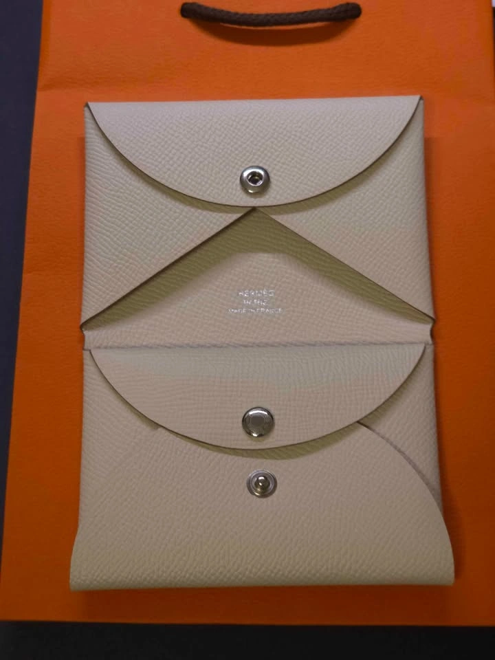 Hermès Calvi Duo Card Holder — Nata / Palladium Hardware - photo 2