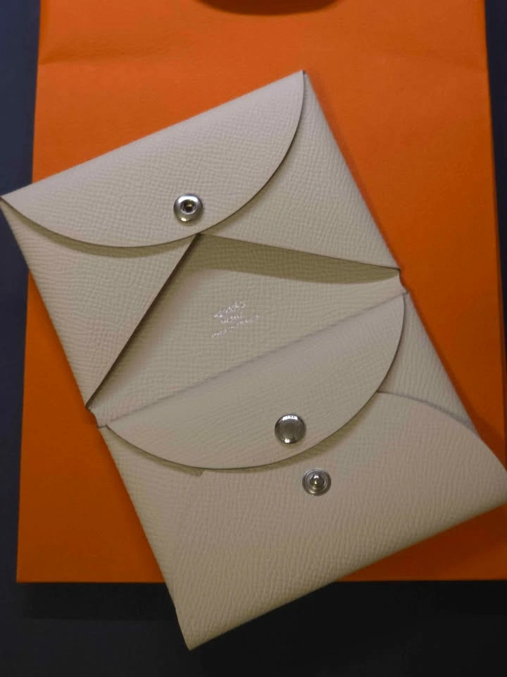 Hermès Calvi Duo Card Holder — Nata / Palladium Hardware - photo 3