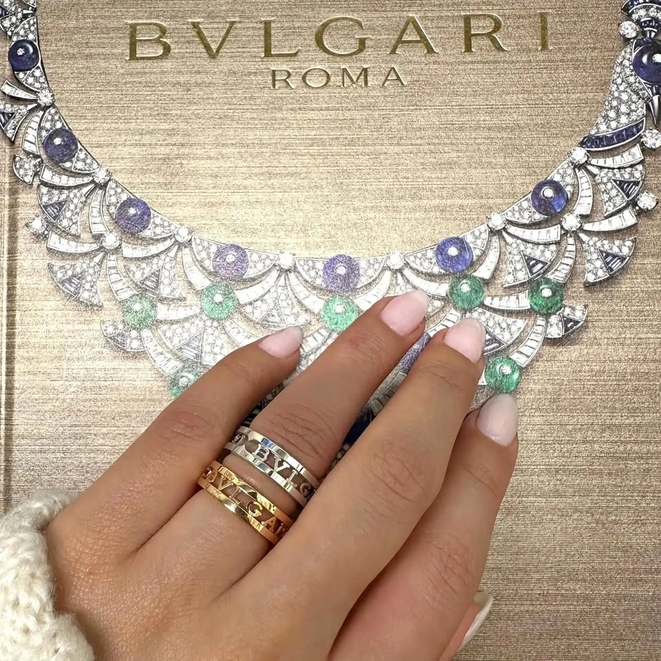 Bvlgari B.Zero1 Openwork Logo Spiral Ring 18K Rose Gold SZ 56 US