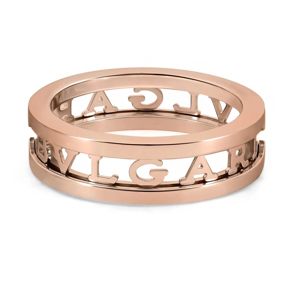 Bvlgari B.Zero1 Openwork Logo Spiral Ring 18K Rose Gold SZ 56 US - photo 2