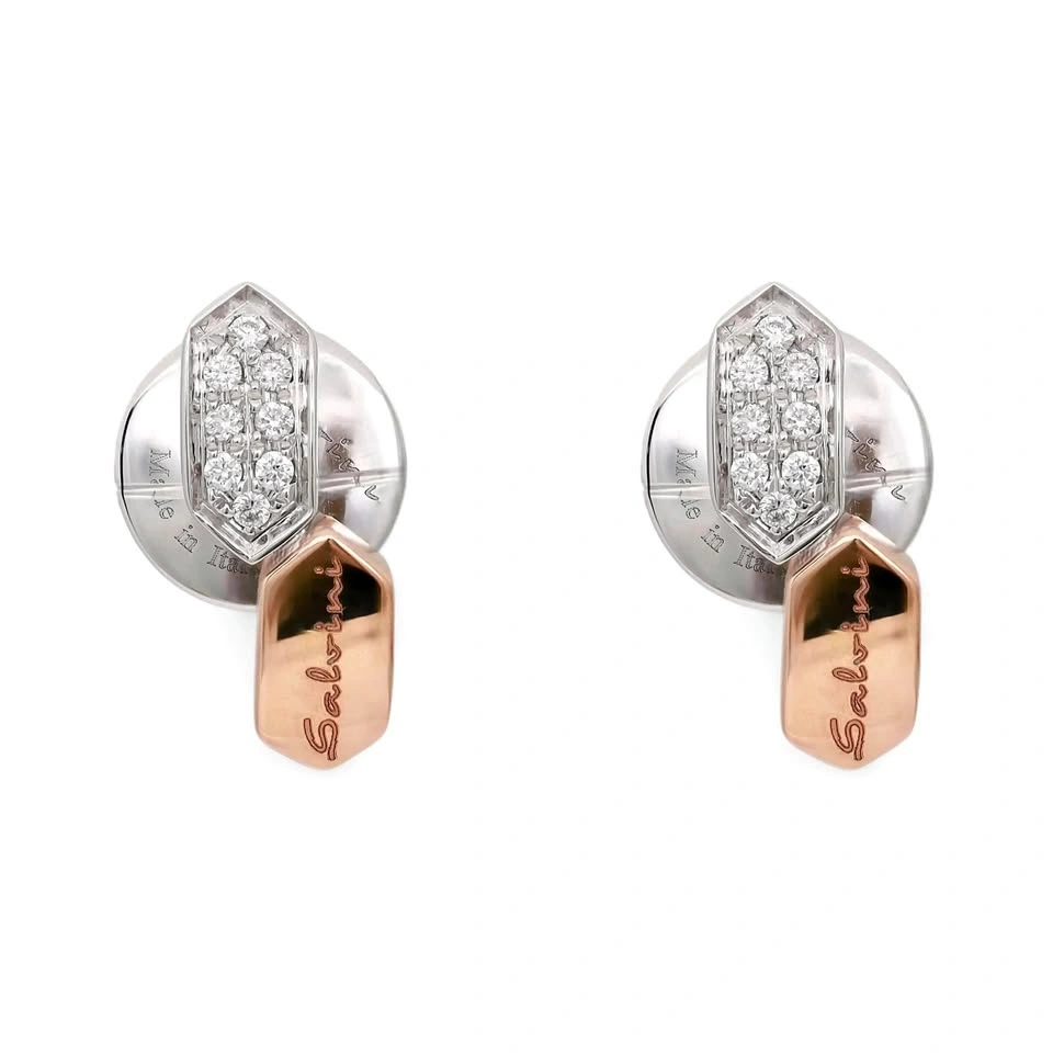 Salvini Diamond Stud Earrings 18K White & Rose Gold 0.20Ctw