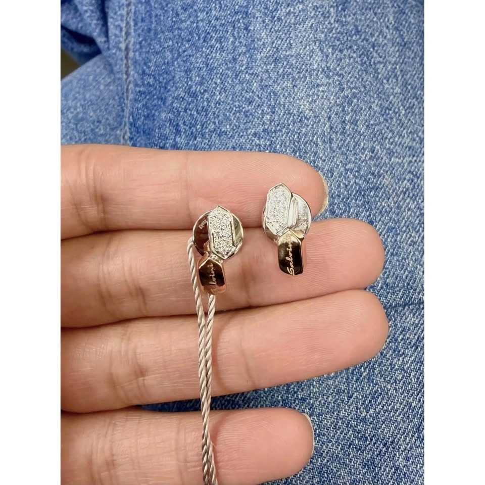 Salvini Diamond Stud Earrings 18K White & Rose Gold 0.20Ctw - photo 3