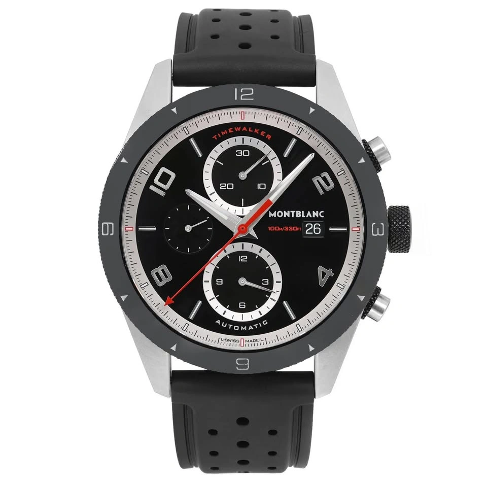 MontBlanc TimeWalker 43mm Steel Black Dial Mens Chronograph Watc - photo 2