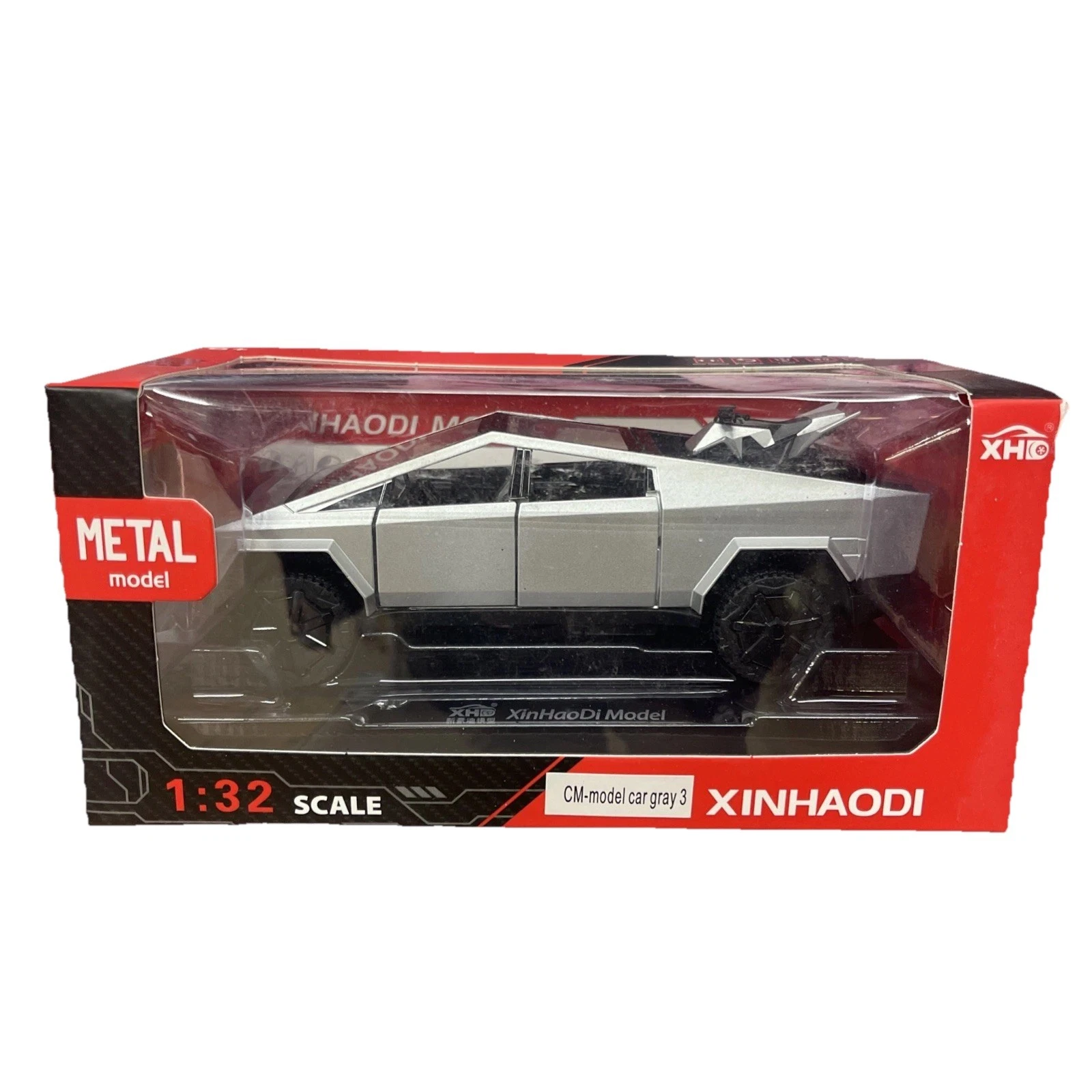 Tesla Cybertruck Metal Model 1:32 - Silver Diecast Toy Car w/Lig