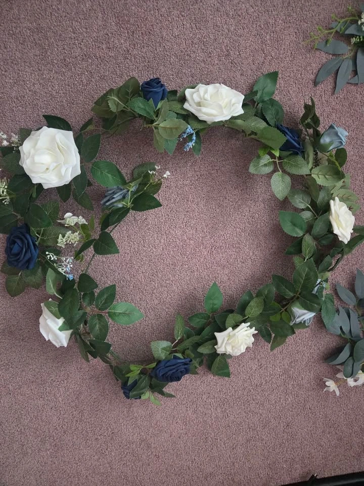 3-Piece Wedding Flower Decor Set – Navy, Dusty Blue & White Rose - photo 4