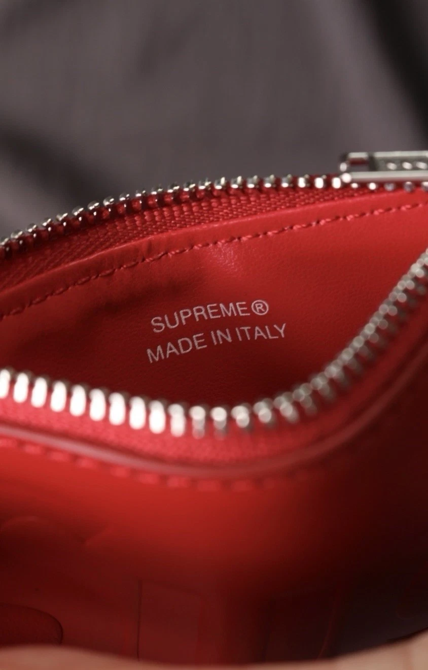 Supreme Leather Zip Card Holder Red - photo 5