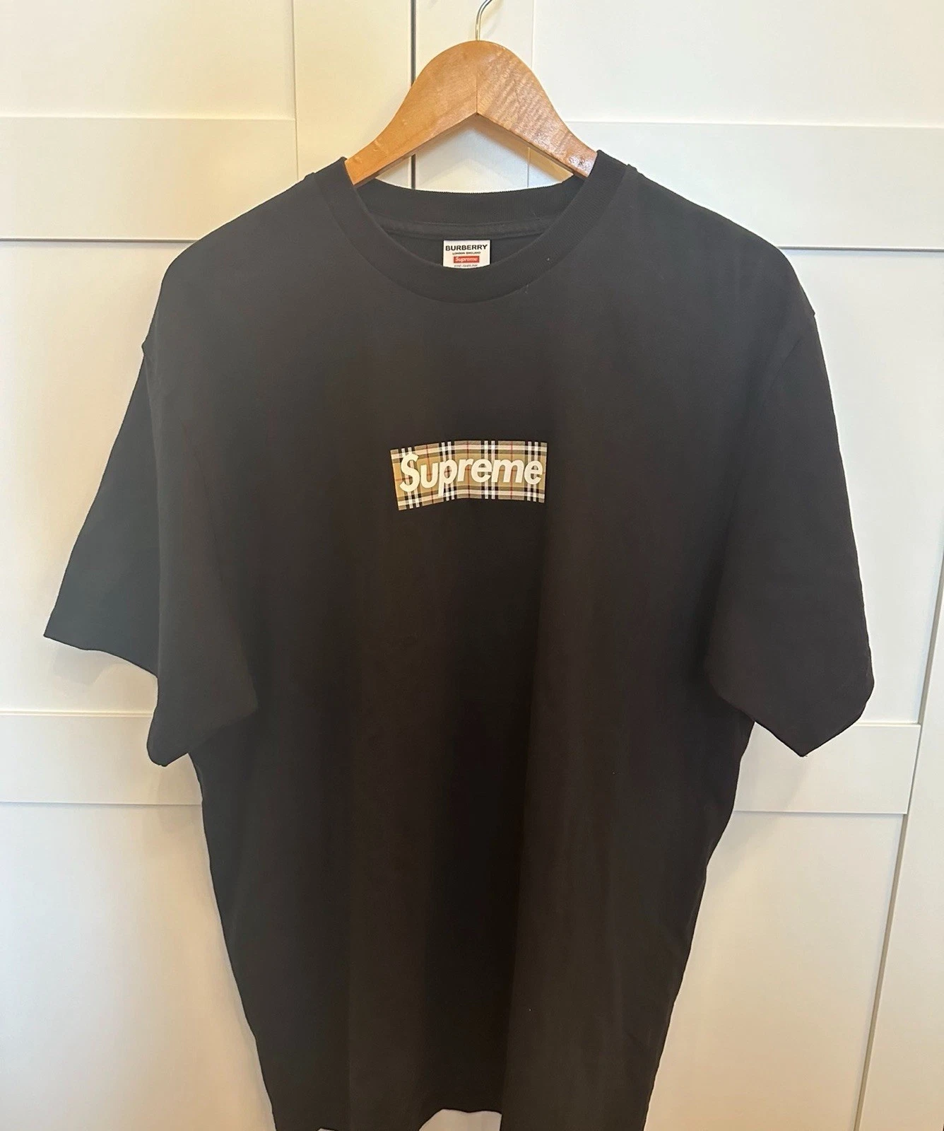 Supreme Burberry Box Logo Tee Black SS22 - Size Large
