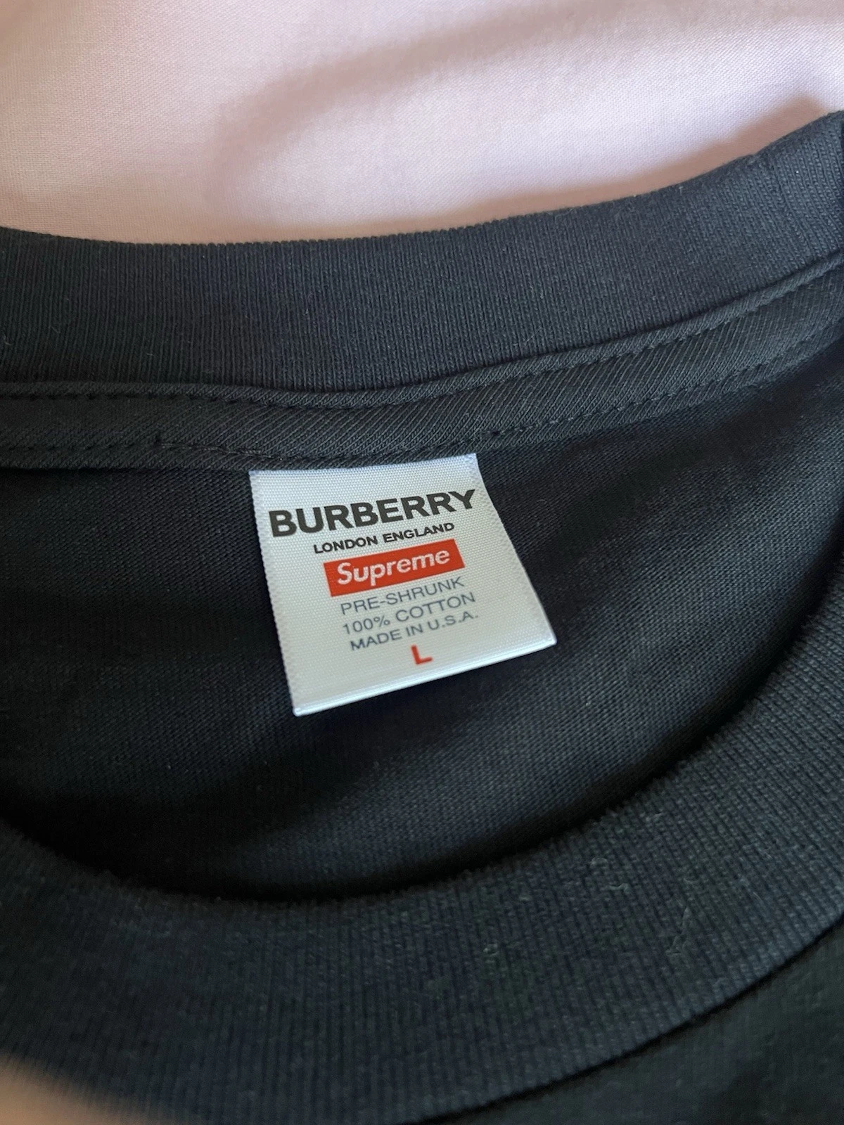 Supreme Burberry Box Logo Tee Black SS22 - Size Large - photo 2
